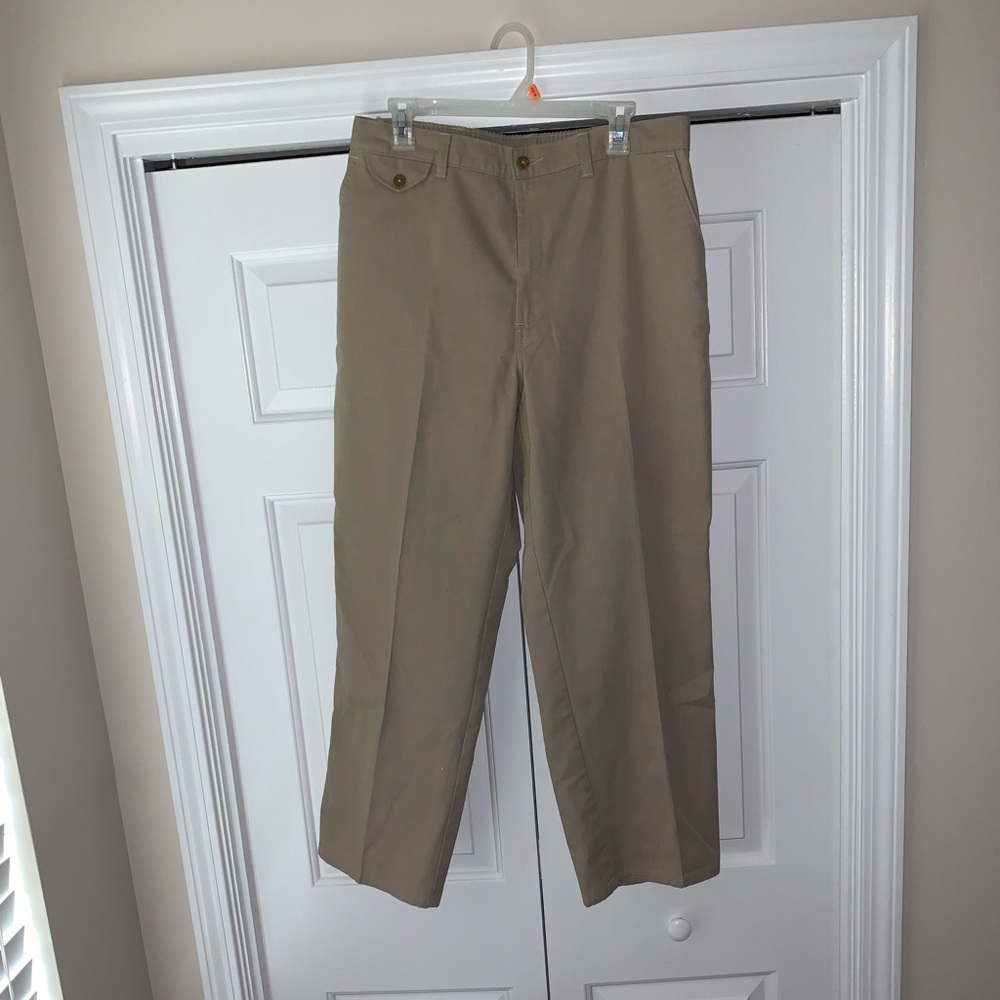 Township pleated stretch fit khaki pants